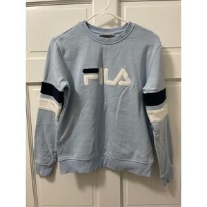 Women's Small Blue Fila Pullover Crewneck Sweater
